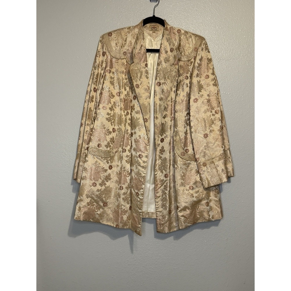 Vintage Dynasty Made Hong Kong B.C.C. Silk Jacket Floral Womens 16 Cardigan